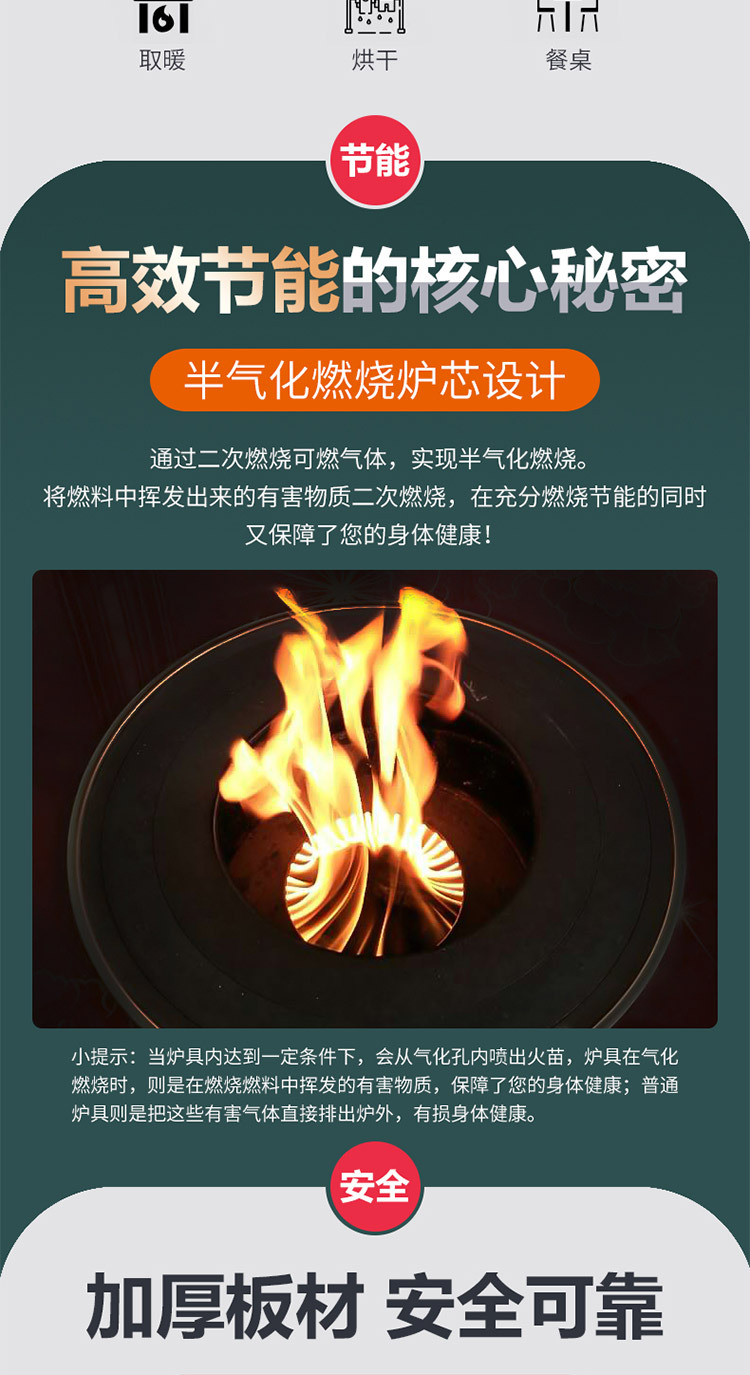 1.8米三锅位带烤箱带火神座柴煤两用大号藏炉—多功能家用取暖藏炉【炉具】—焱森炉业